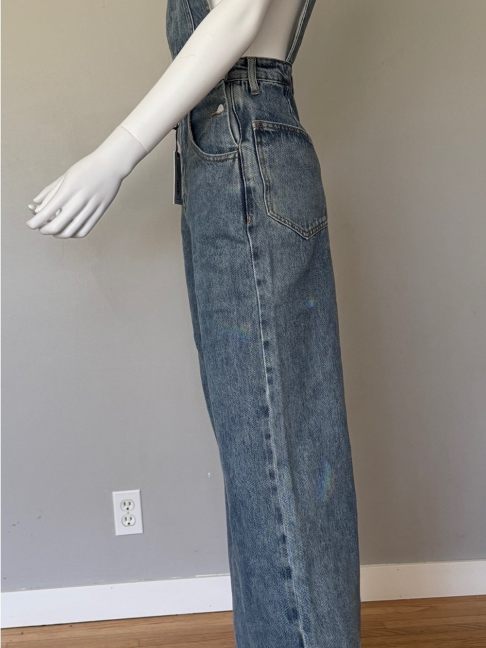 WeWoreWhat Classic Light Blue Wide-Leg Denim Overalls - Picture 2 of 5